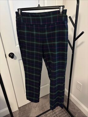 crown & ivy Navy Plaid Cropped Ankle Pants